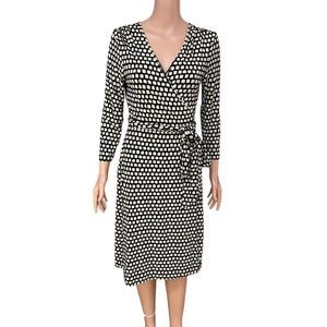 Banana Republic navy/tan wrap dress 3/4 sleeve knee length size S